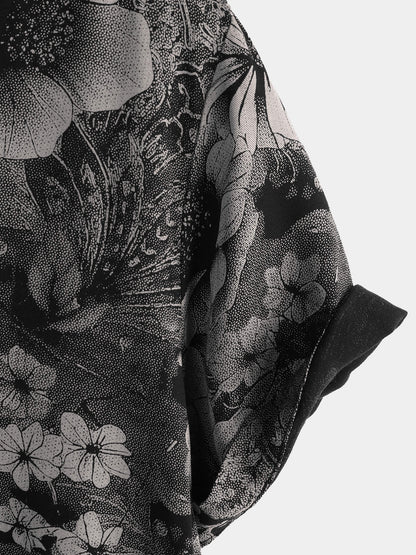 Men's Vintage Floral Summer Holiday Hawaiian Breathable Button Up Short Sleeve Shirt