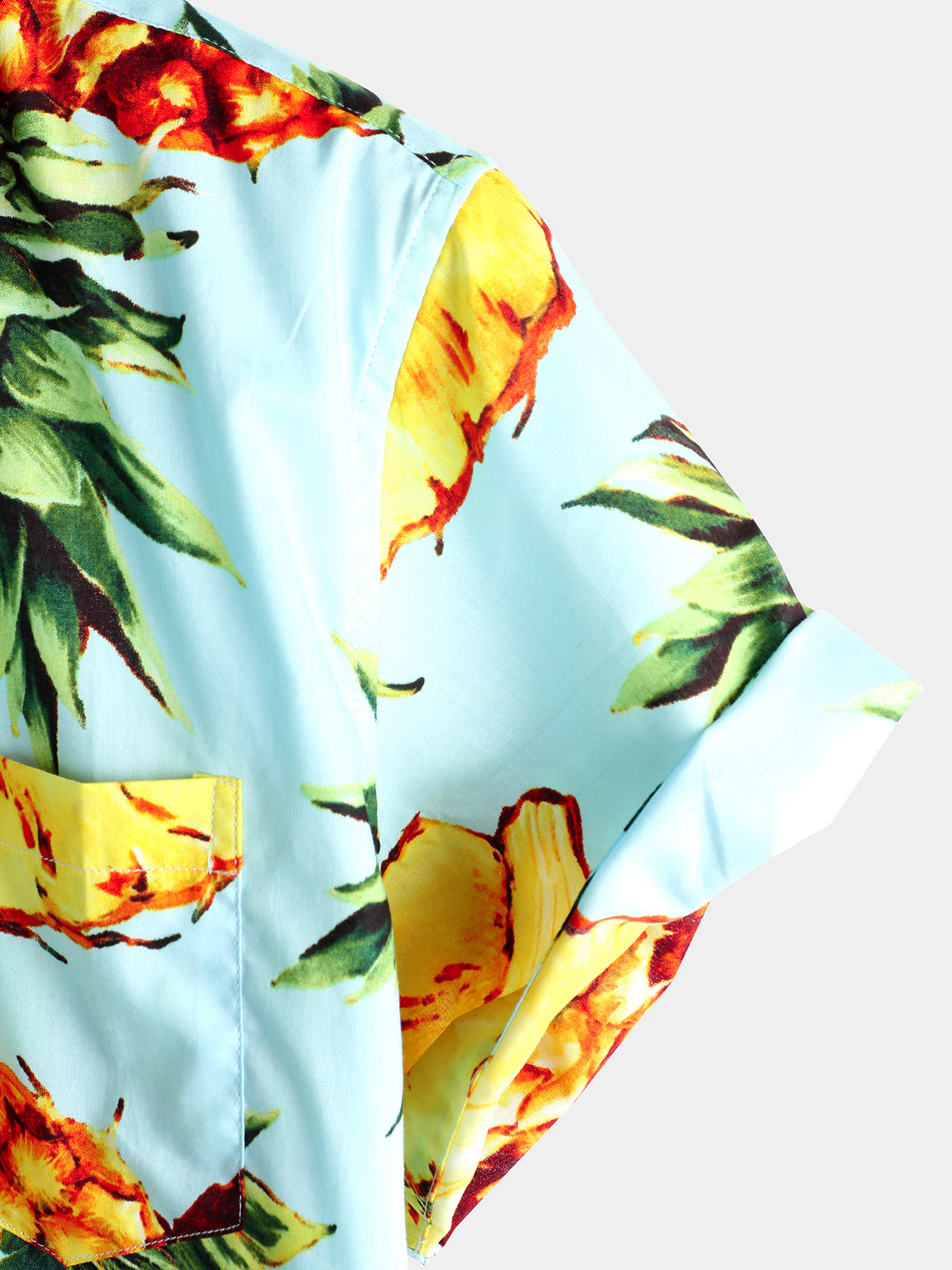 Men's Pineapple Print Holiday Pocket Cotton Shirt