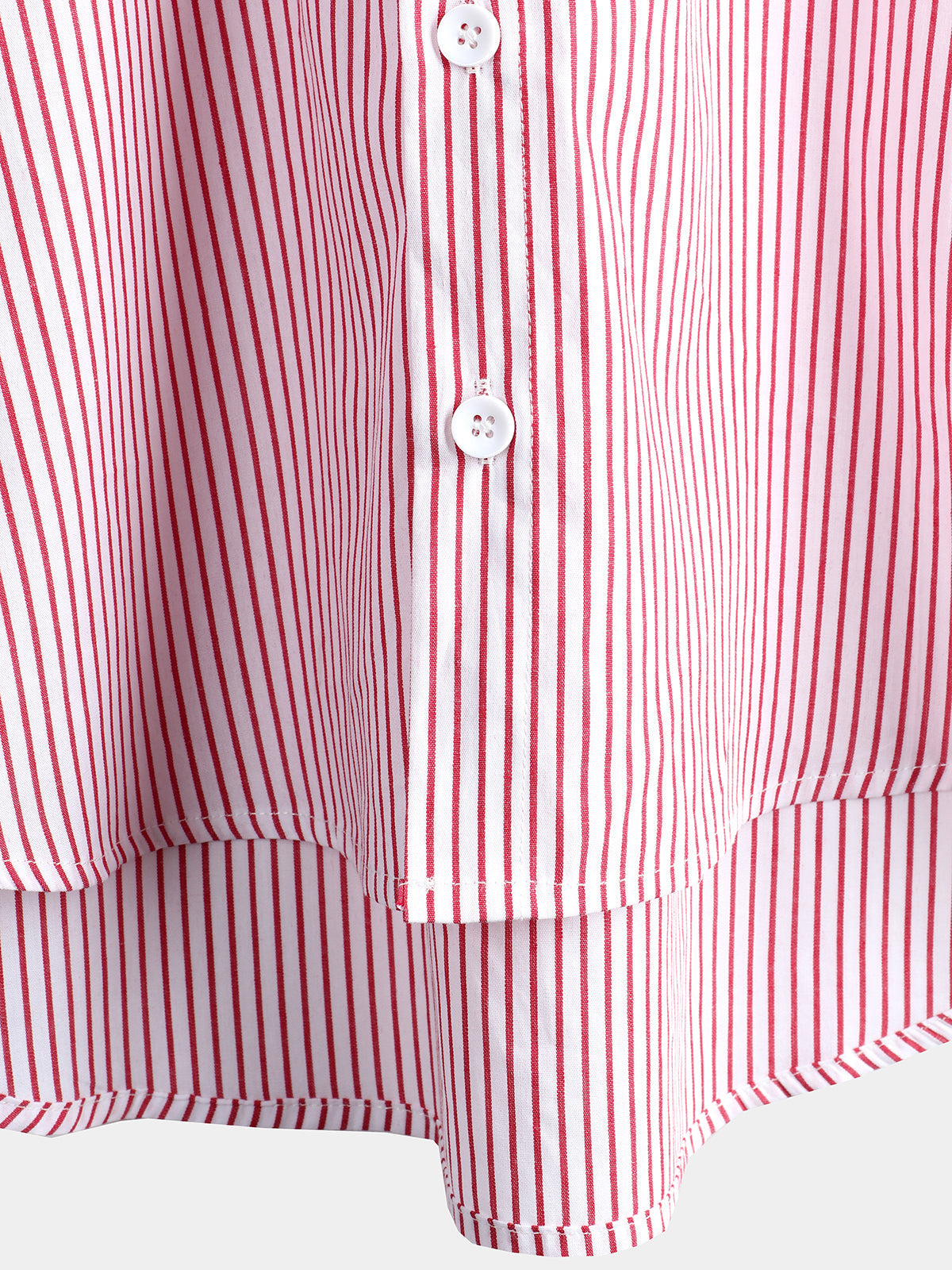 Men's Cotton Striped Stand Collar Short Sleeve Shirt