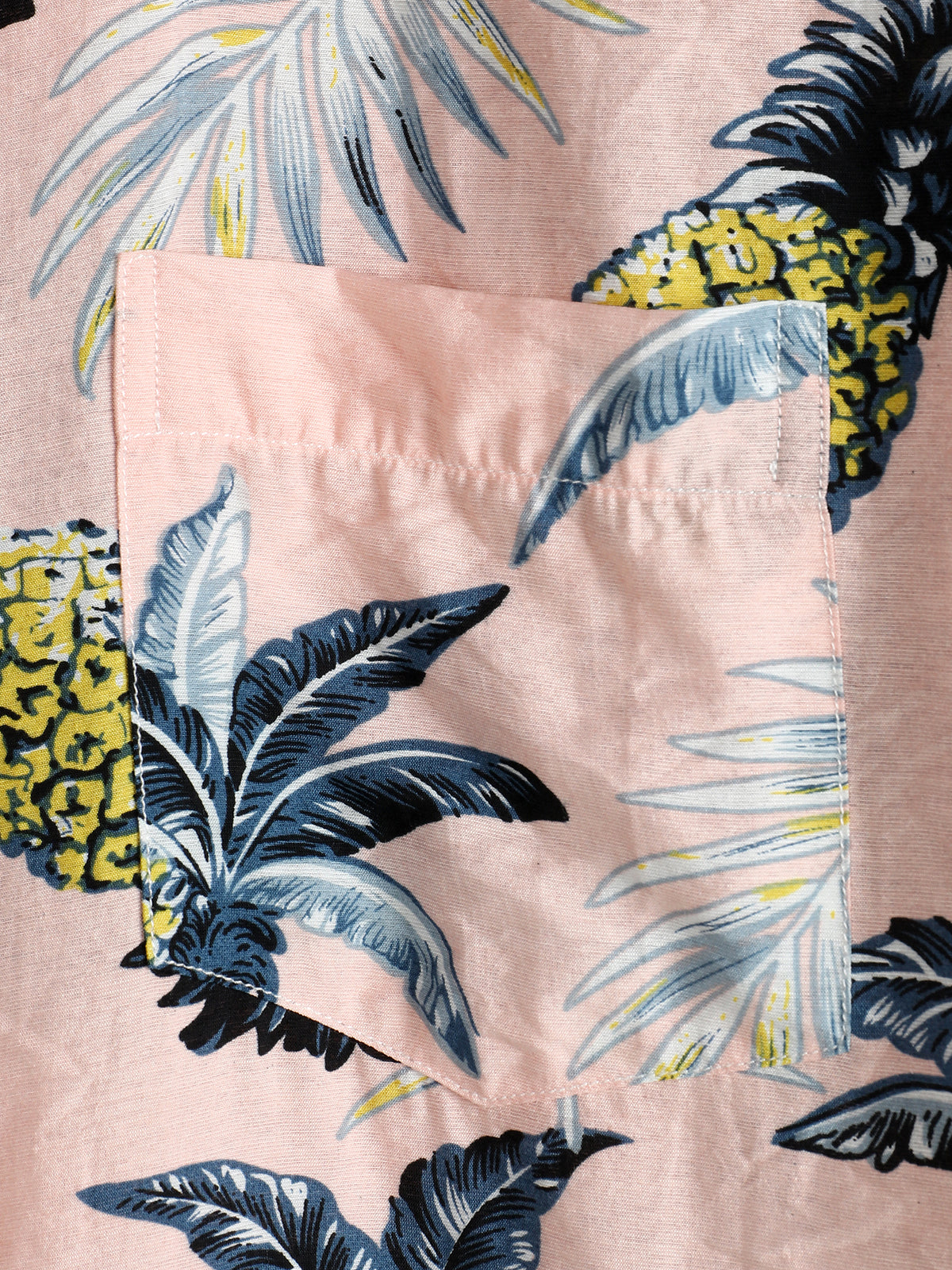 Men's Holiday Pink Pineapple Short Sleeve Pocket Shirt