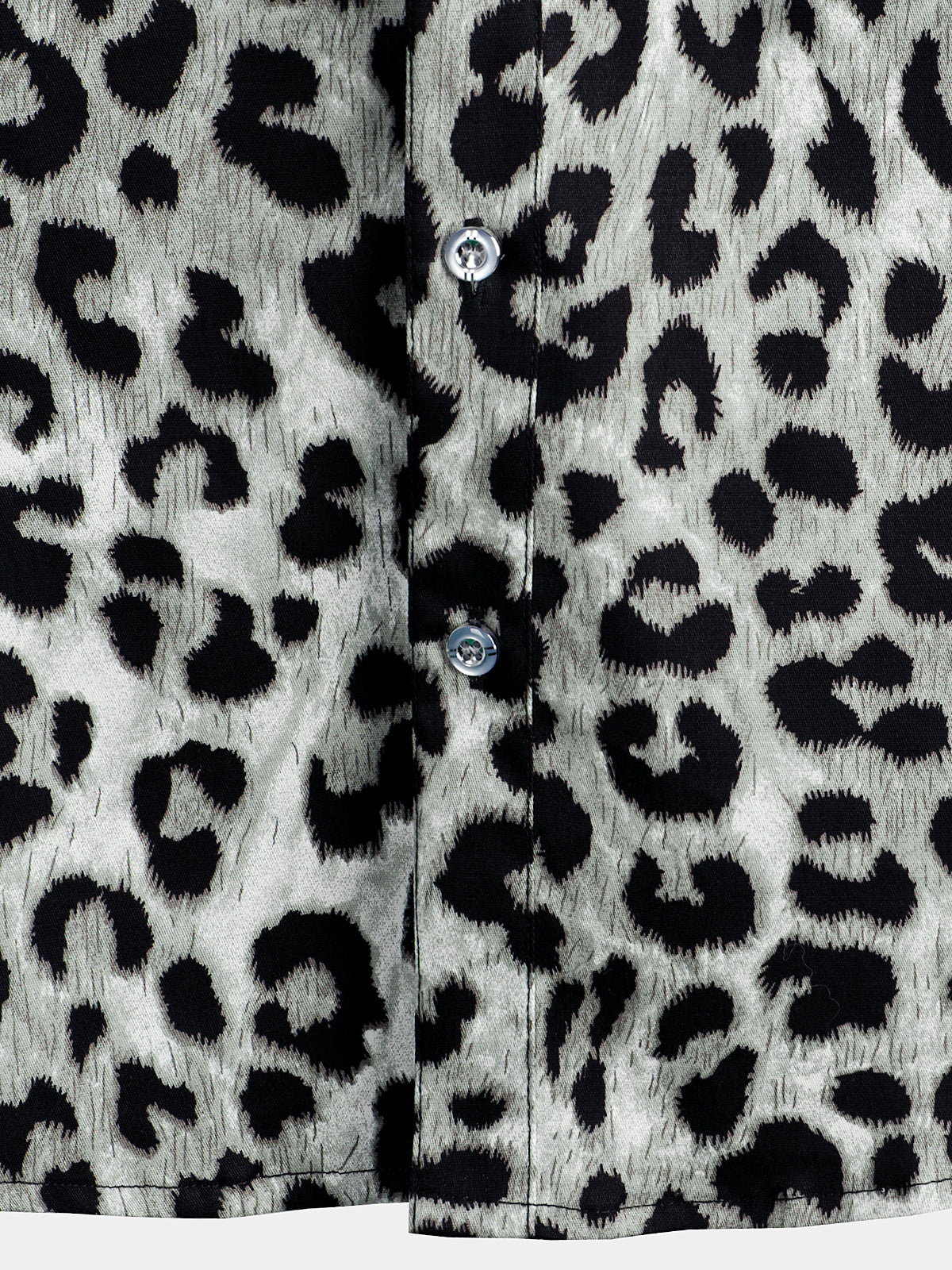 Men's Cotton Casual White Leopard Animal Print Cheetah Rock Button Up Short Sleeve Shirt