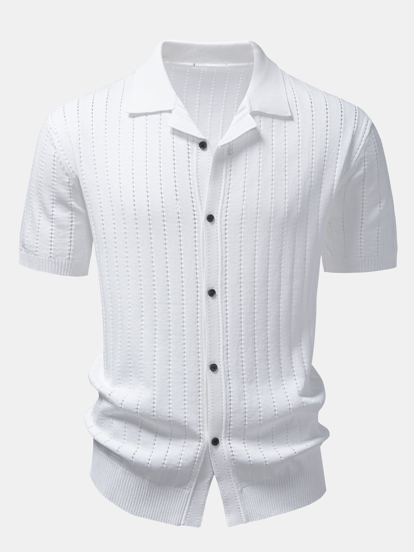 Stripe Button Up Open Knit Shirt