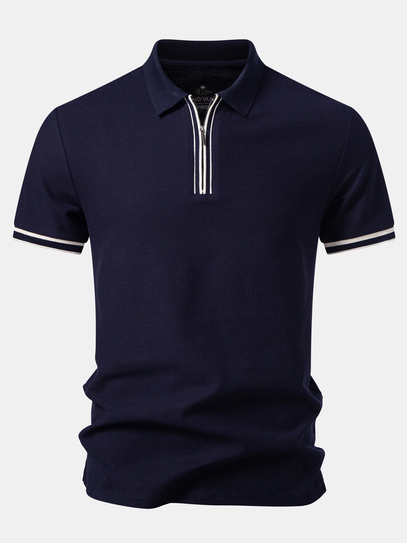 Contrast Trim Zipper Polo