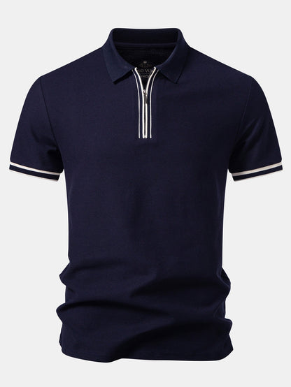Contrast Trim Zipper Polo