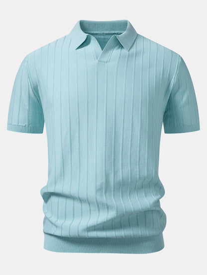 Stripe Johnny Collar Knit Polo