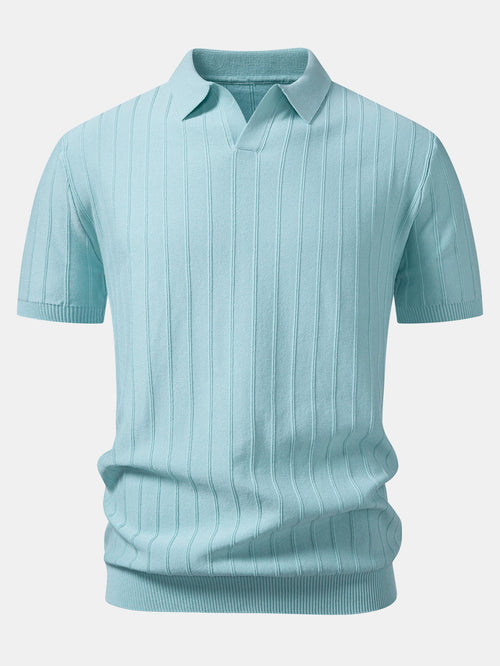 Stripe Johnny Collar Knit Polo