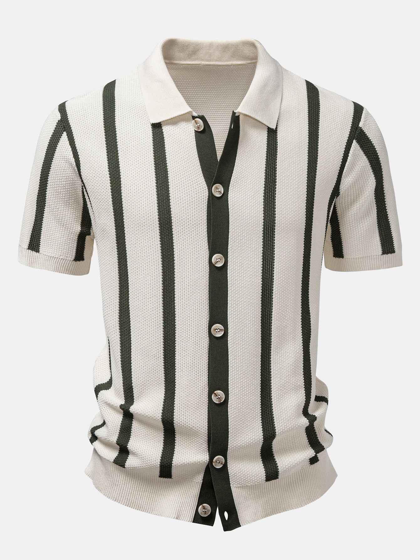 Stripe Button Up Knit Shirt