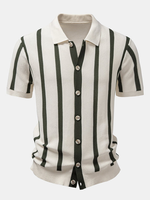Stripe Button Up Knit Shirt