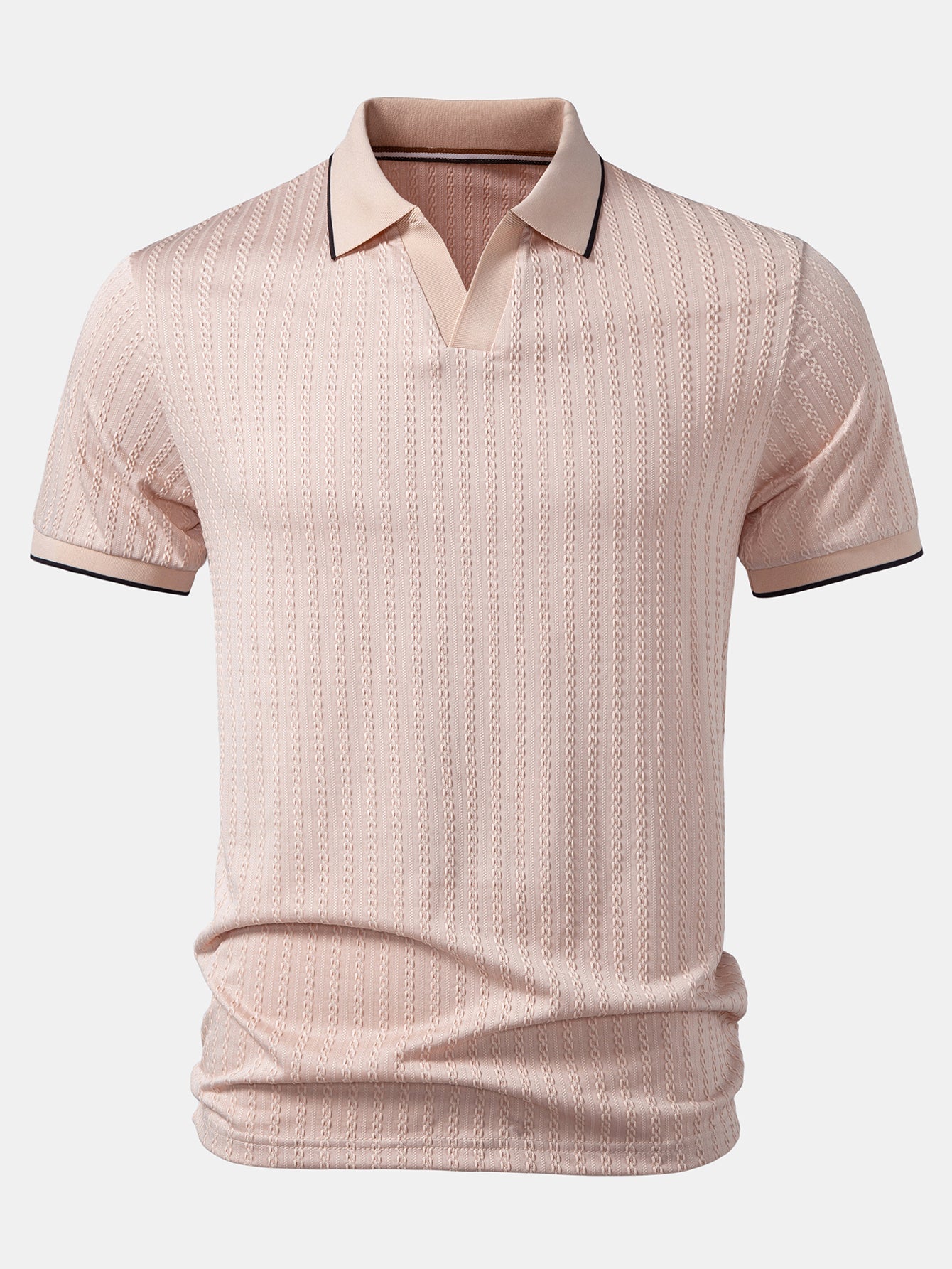 Contrast Trim Textured Knit Polo
