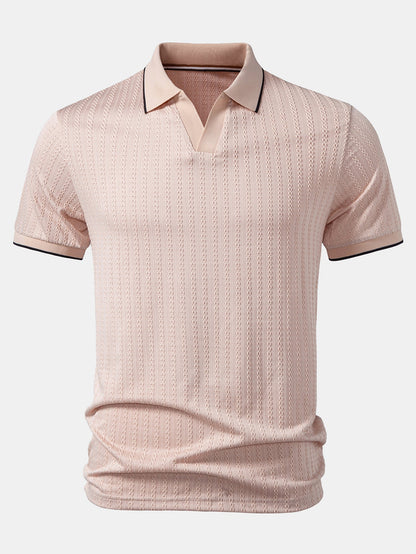 Contrast Trim Textured Knit Polo