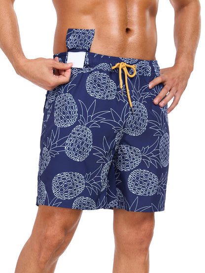 2 In 1 Pineapple Print Swim Shorts