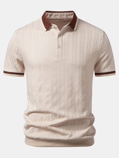 Contrast Trim Textured Knit Polo