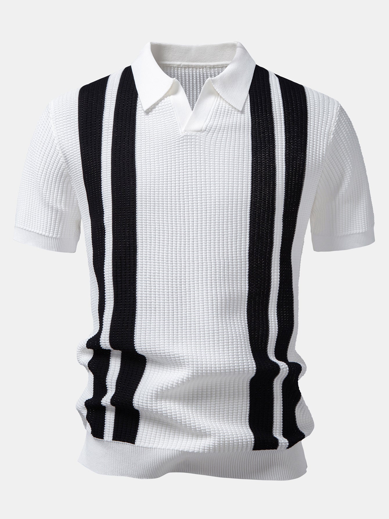 Stripe Johnny Collar Knit Polo