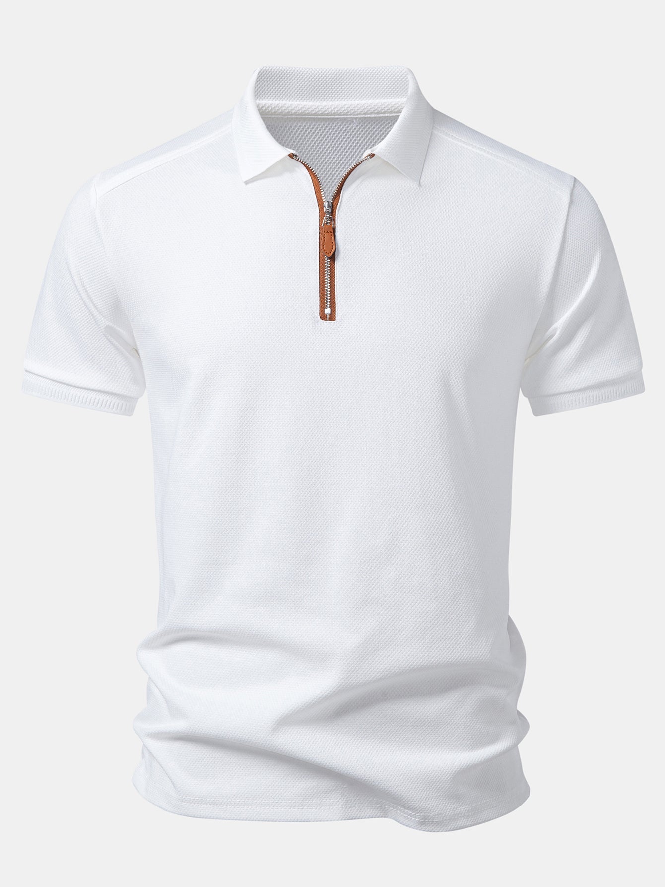 Textured Zipper Polo
