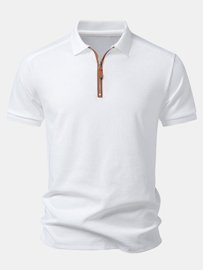 Textured Zipper Polo