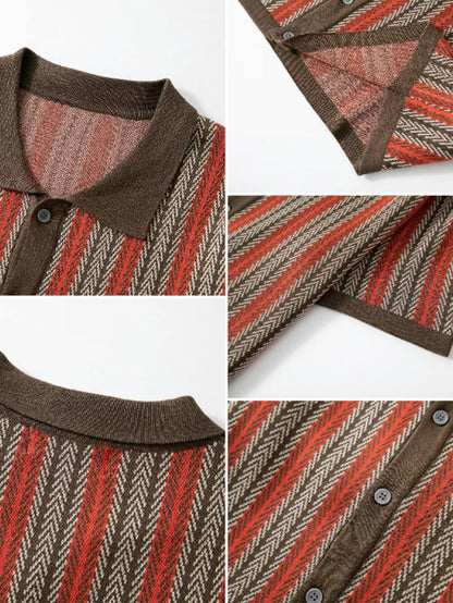 Retro Geometric Knit Shirt