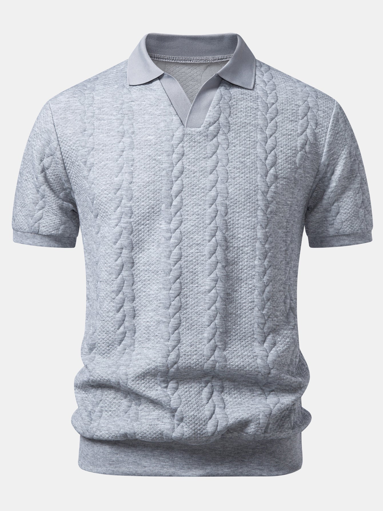 Twist Jacquard V Neck Polo