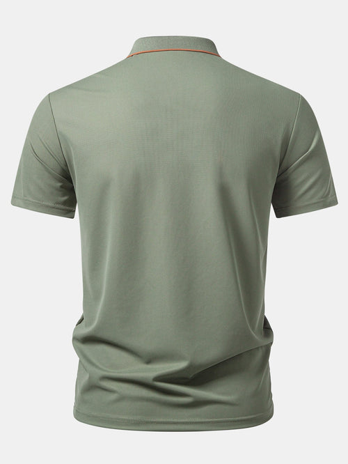 Textured Zipper Polo