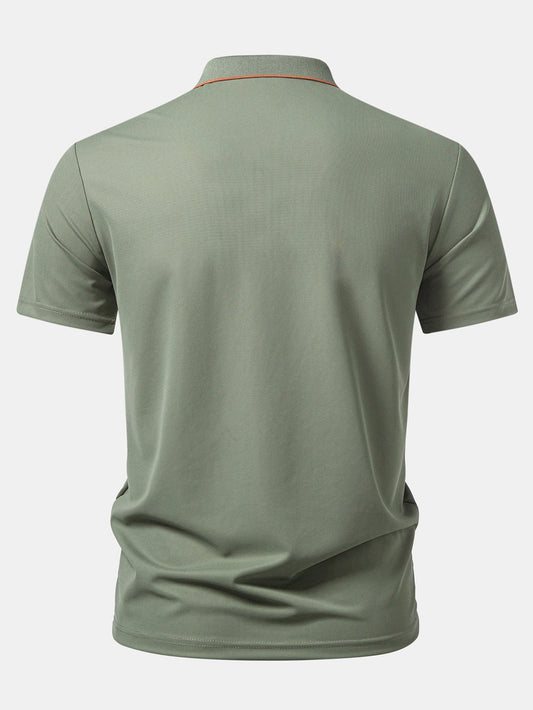 Textured Zipper Polo