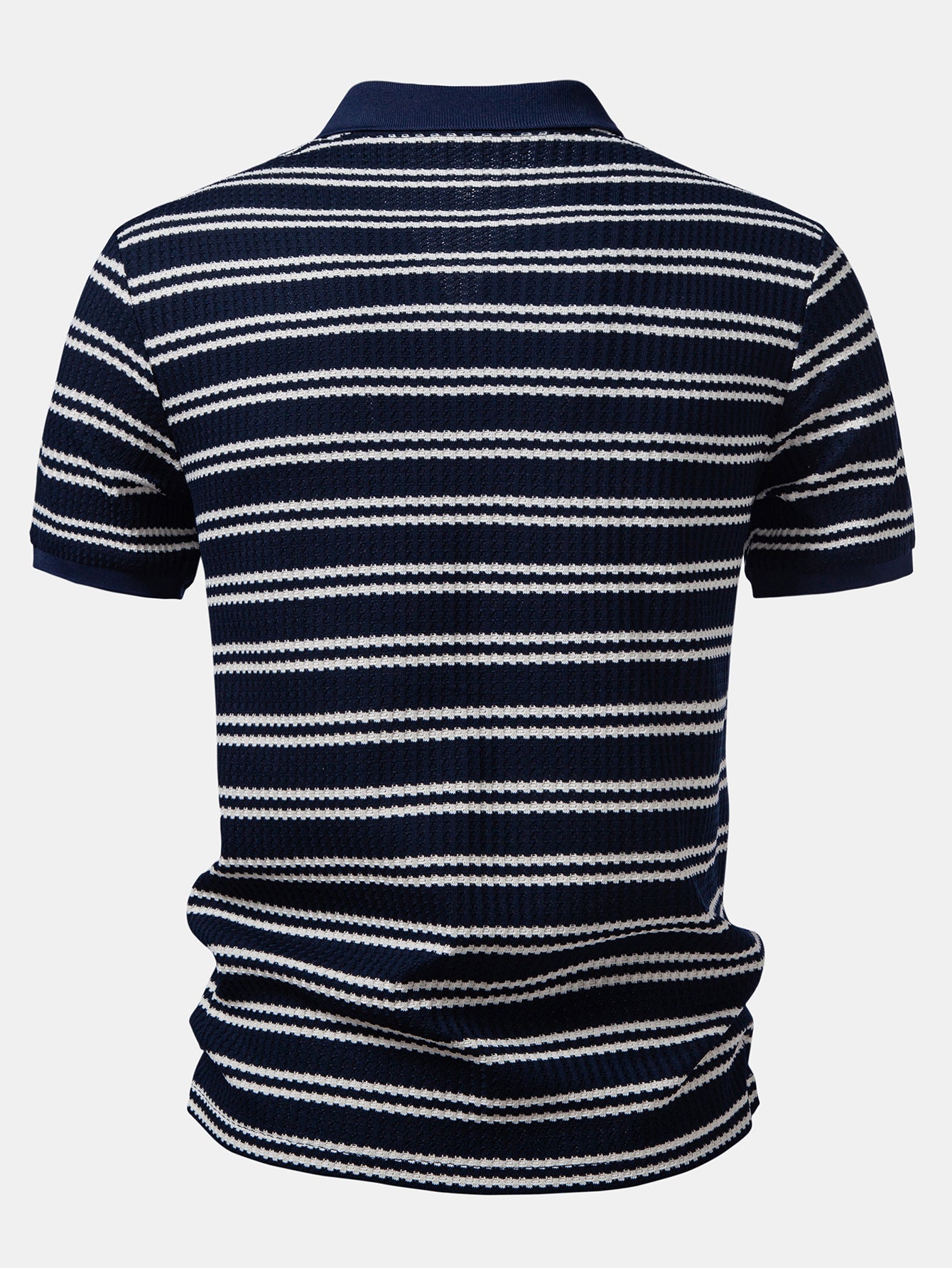 Stripe Waffle Johnny Collar Polo
