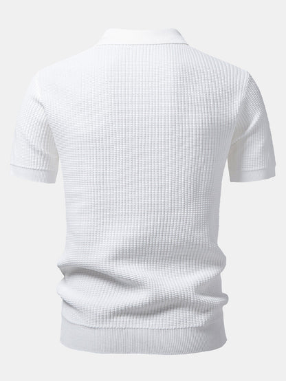 Stripe Johnny Collar Knit Polo
