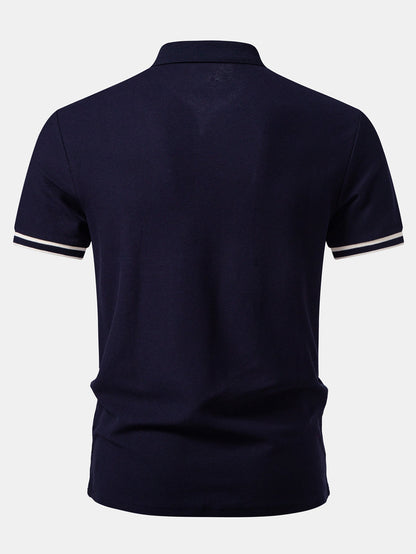 Contrast Trim Zipper Polo