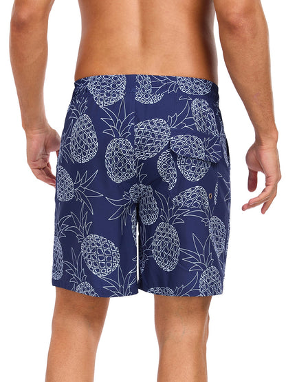 2 In 1 Pineapple Print Swim Shorts