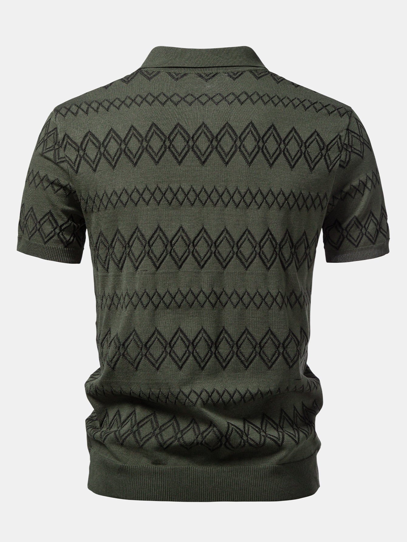 Geometric Jacquard Johnny Collar Polo