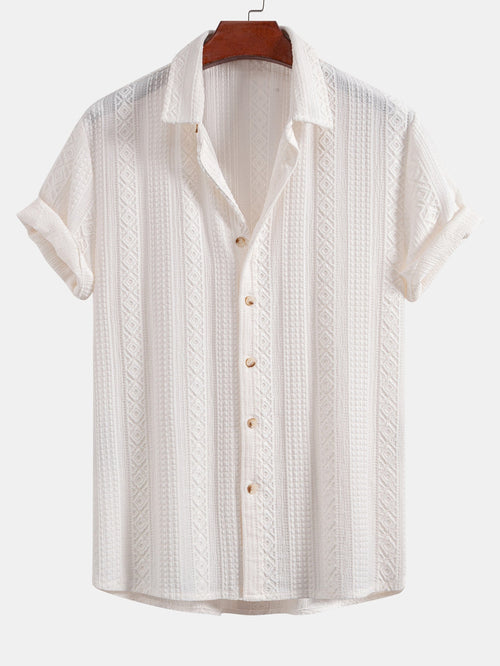 Geometric Jacquard Button Up Shirt