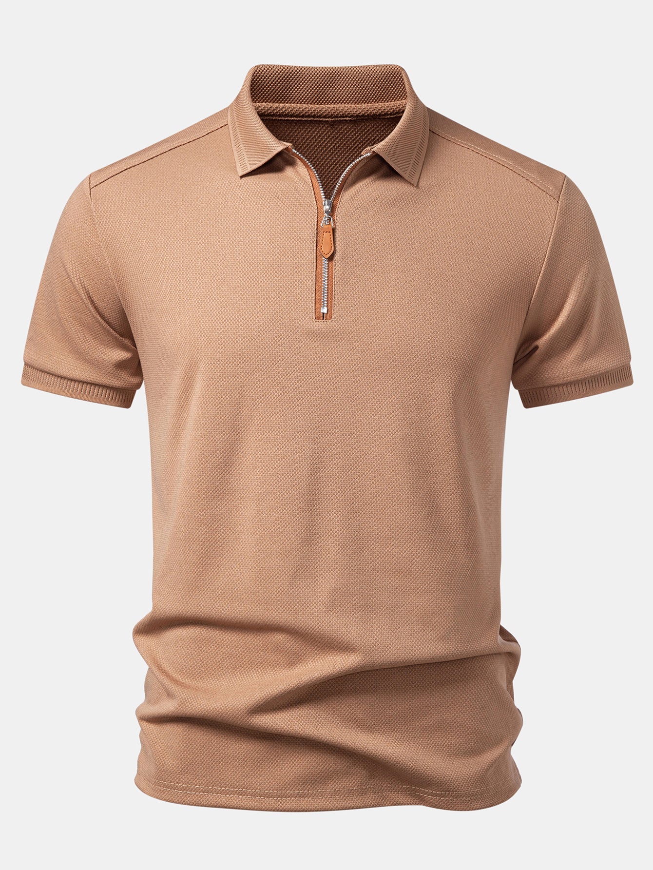 Textured Zipper Polo