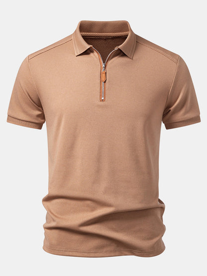 Textured Zipper Polo