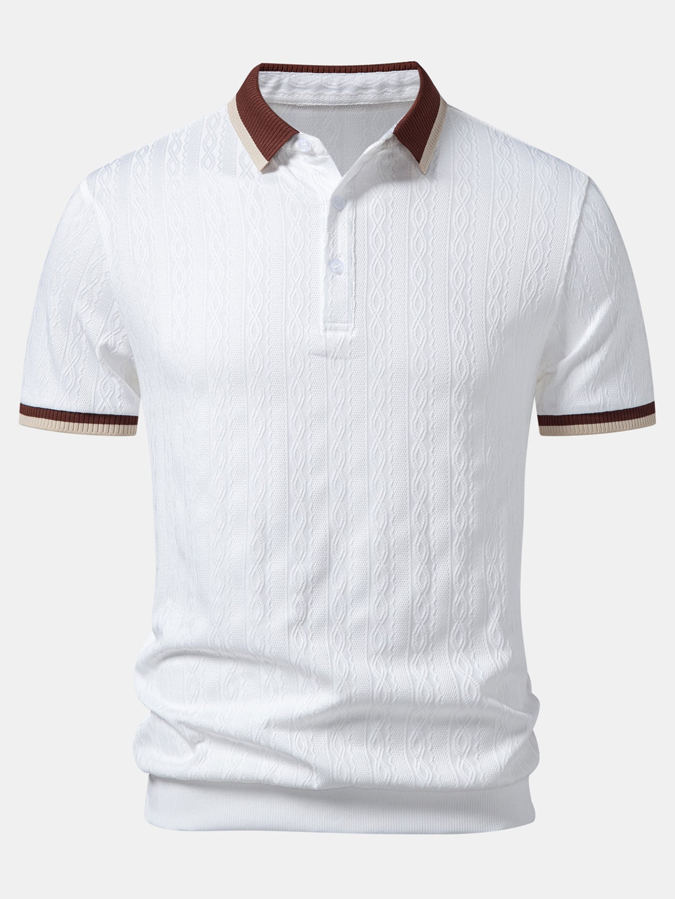 Contrast Trim Textured Knit Polo