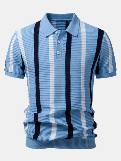 Stripe Textured Knit Polo