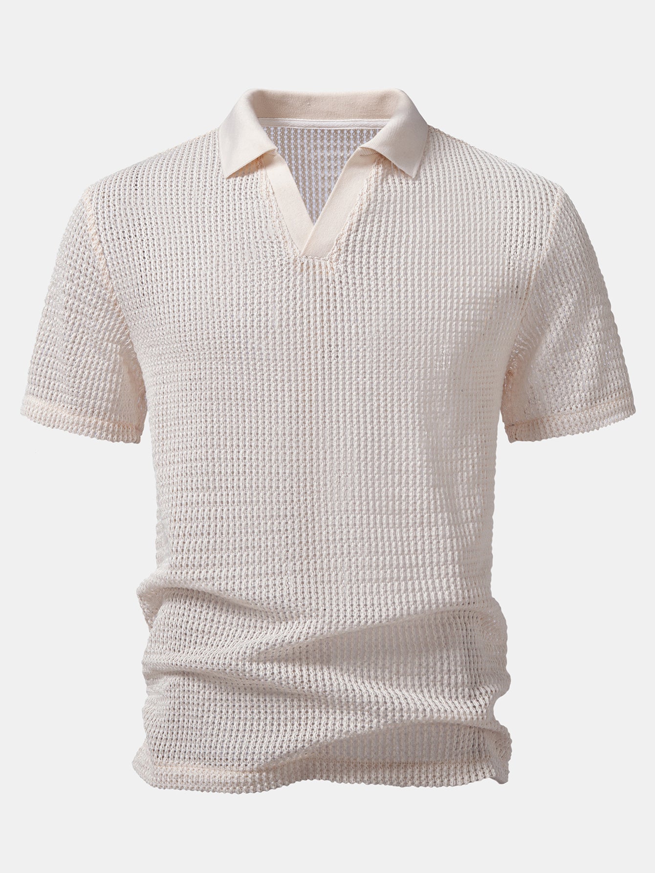 Relax Fit Crocheted V Neck Polo