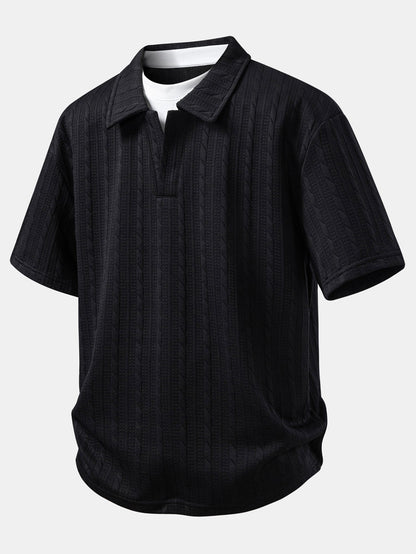 Relax Fit 2 In 1 Twist Jacquard V Neck Polo