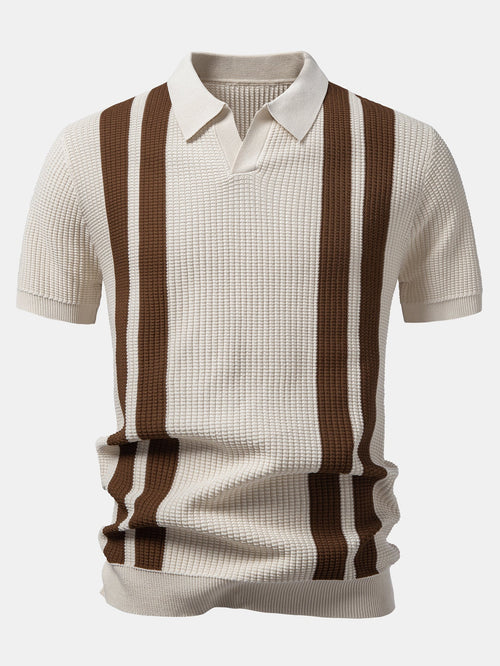 Stripe Johnny Collar Knit Polo