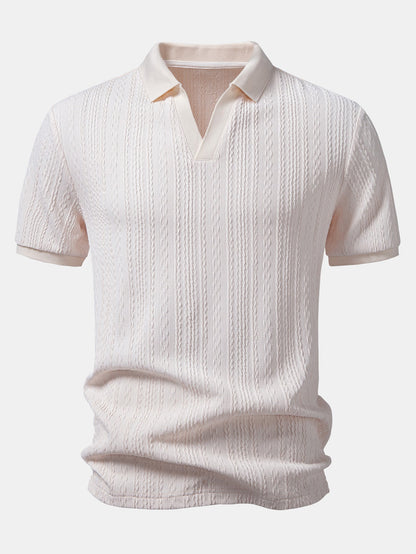 Twist Jacquard V Neck Polo