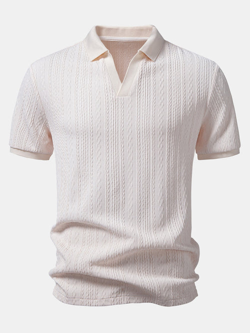 Twist Jacquard V Neck Polo