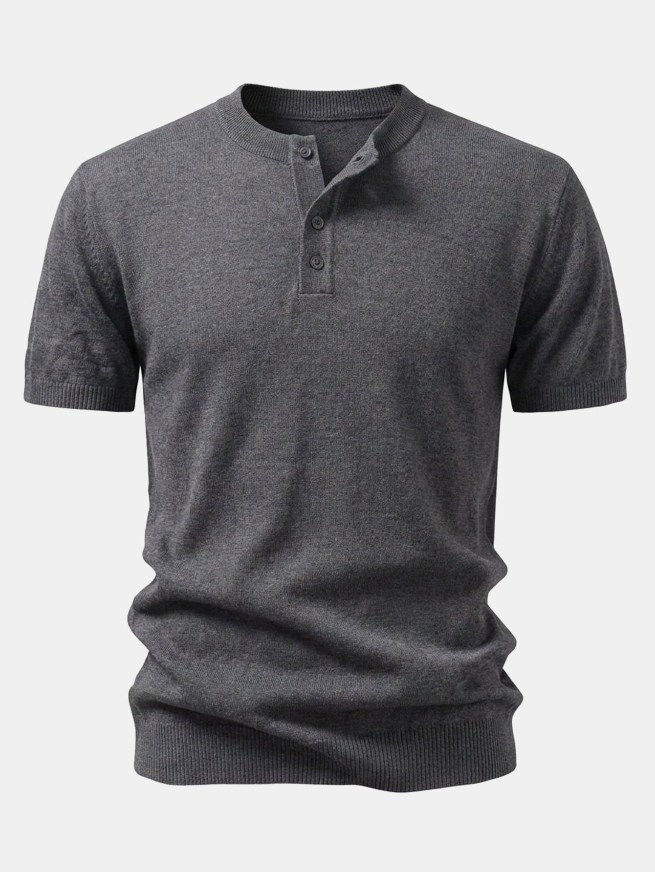 Short-Sleeve Knit Henley Shirt