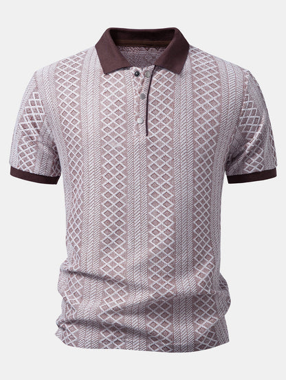 Geometric Rhombus Jacquard Polo