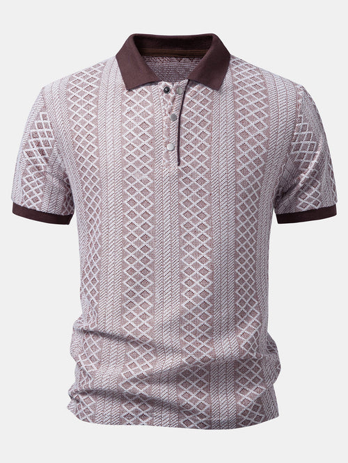 Geometric Rhombus Jacquard Polo
