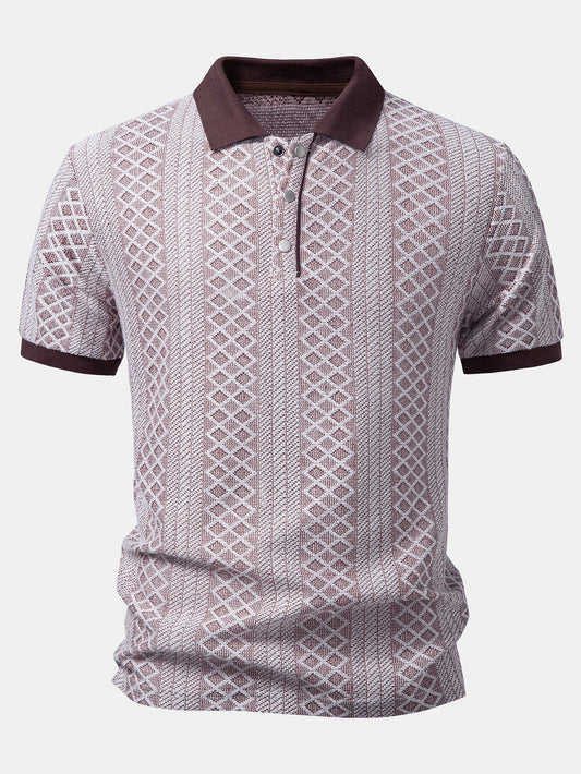 Geometric Rhombus Jacquard Polo
