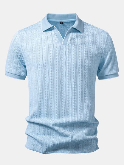 Geometric Jacquard Johnny Collar Polo