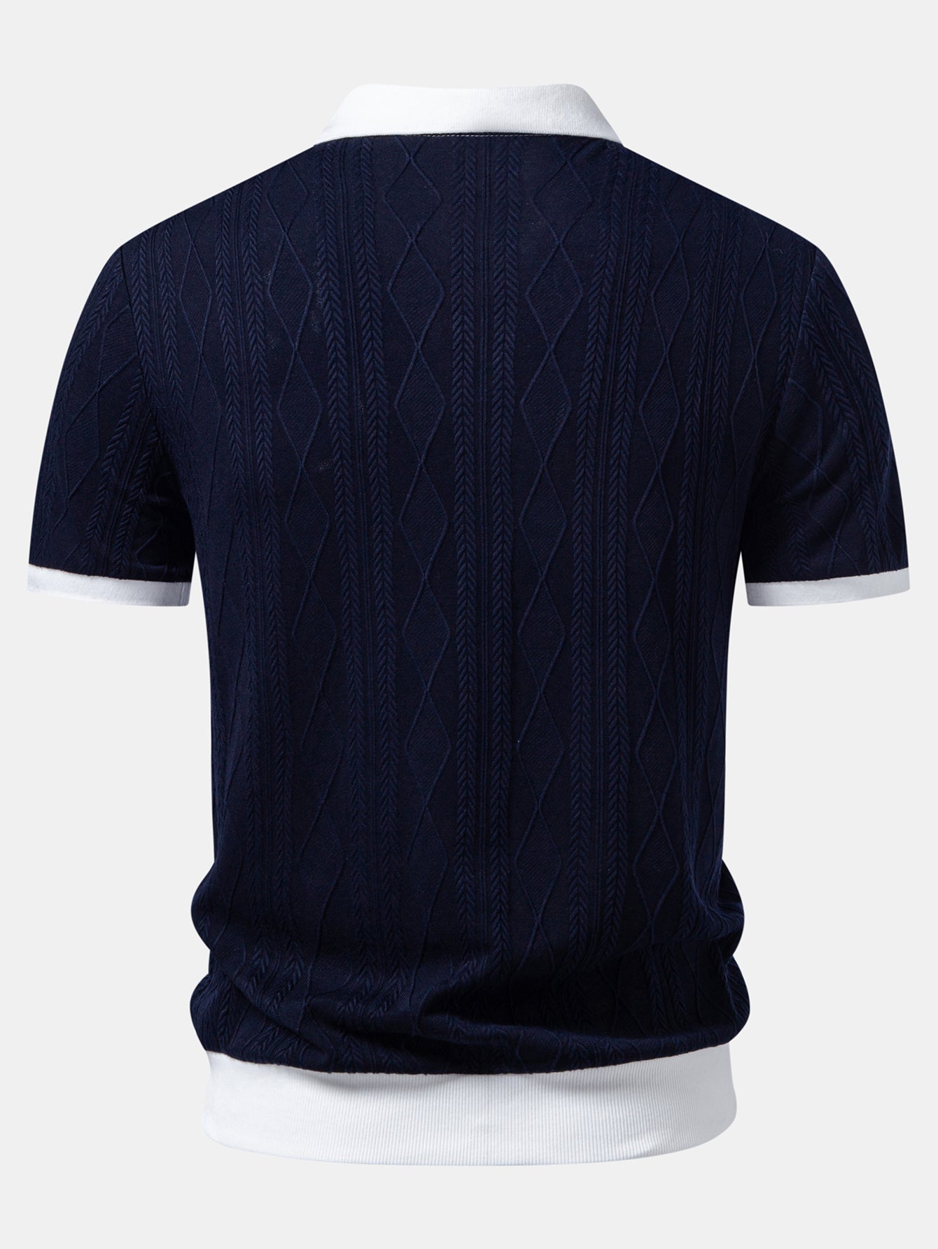 Contrast Geometry Jacquard Knit Polo