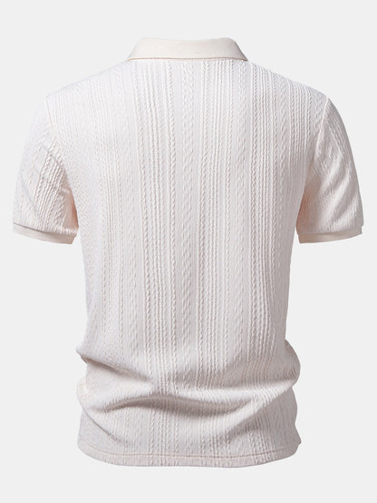 Twist Jacquard V Neck Polo