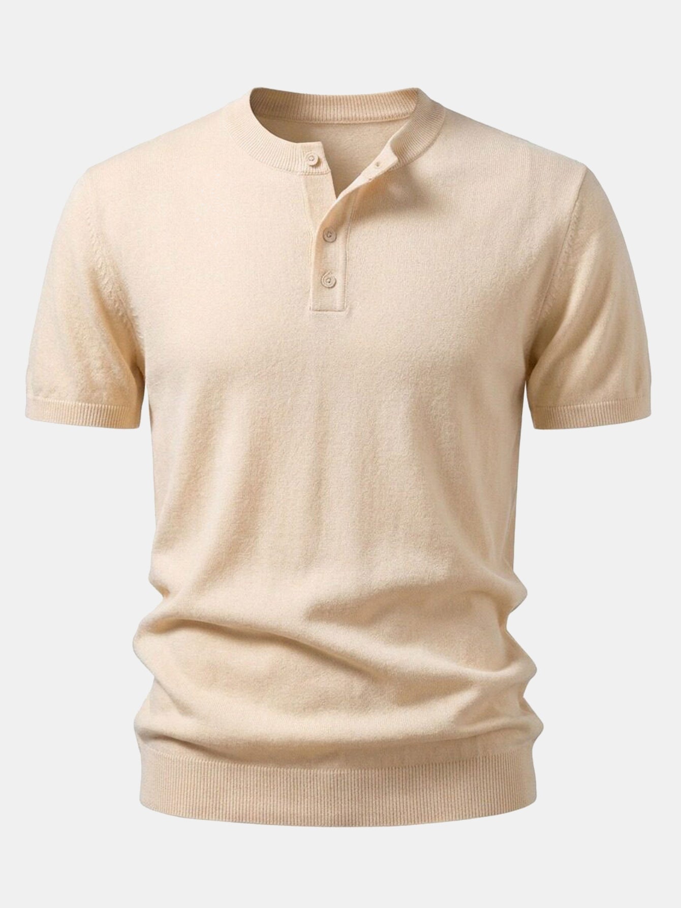 Short-Sleeve Knit Henley Shirt