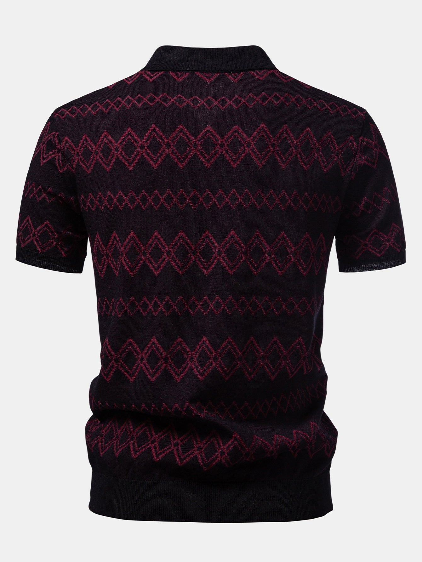 Geometric Jacquard Johnny Collar Polo