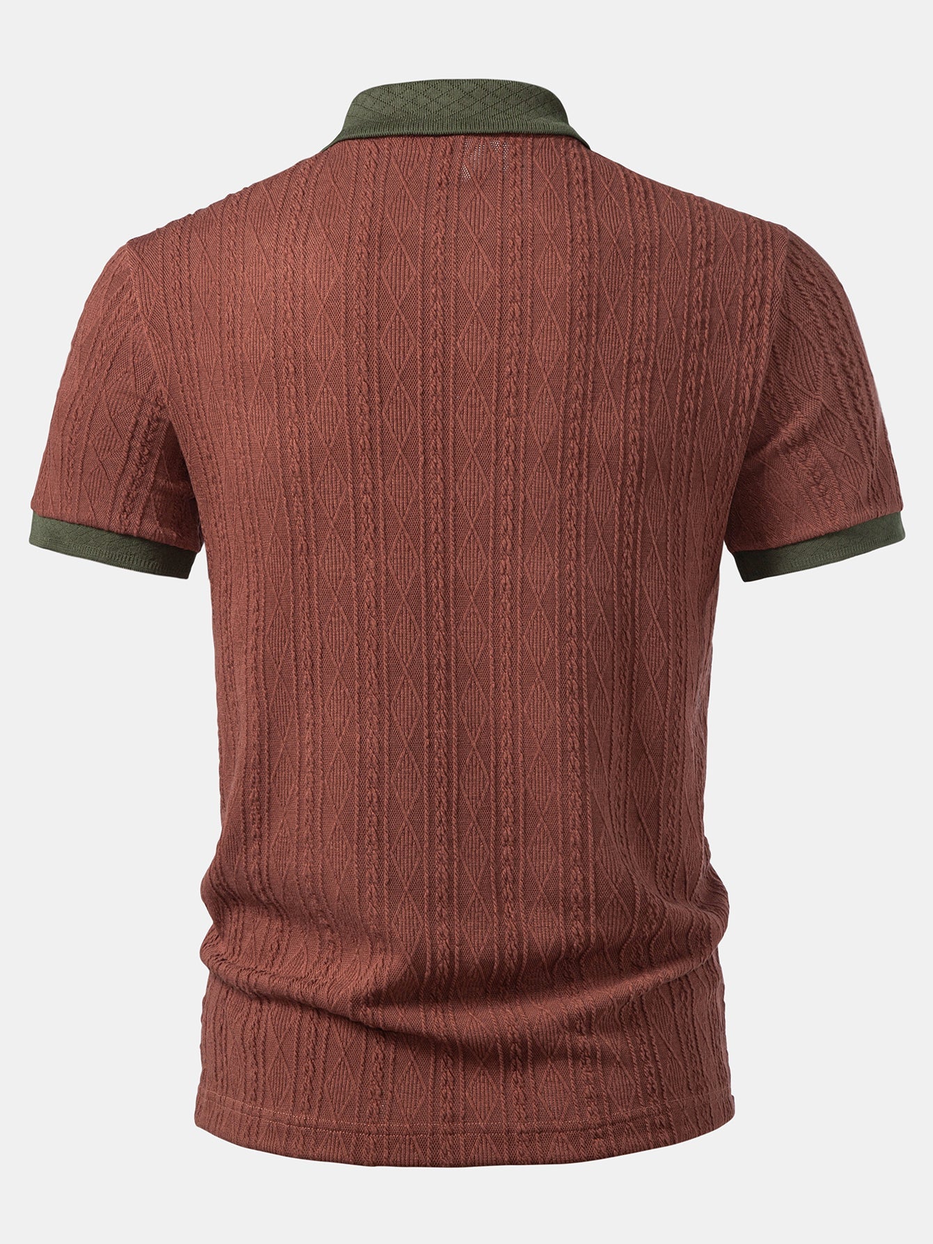 Contrast Collar Geometric Jacquard Knit Polo