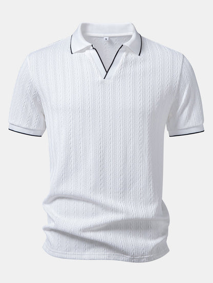 Geometric Jacquard Johnny Collar Polo