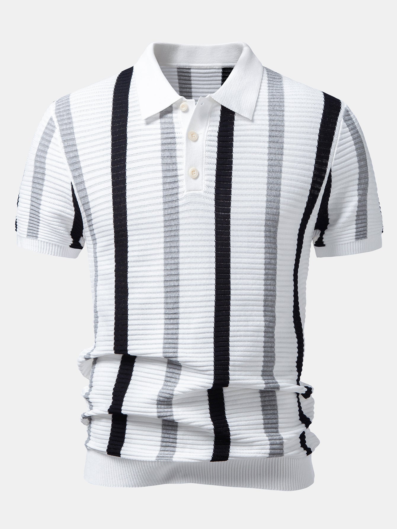 Stripe Textured Knit Polo